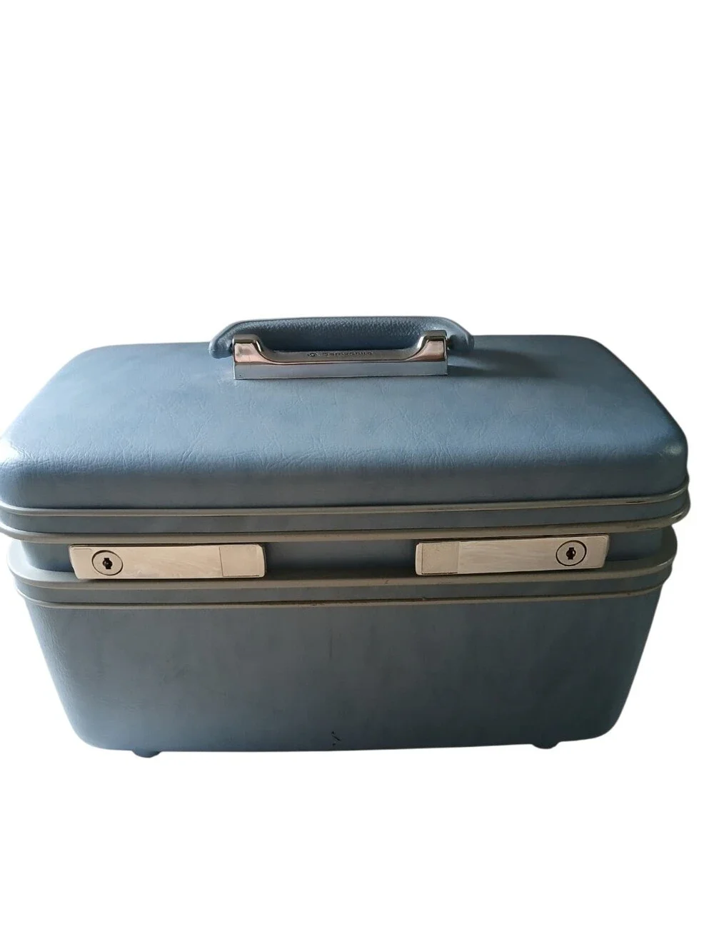 Samsonite Retro Luggage Style Vintage 50's Hard Case w/ Tray Blue Silver Tone